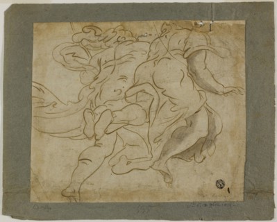 Two Figures Ascending, 1560/70, Follower of Luca Cambiaso, Italian, 1527-1585, Italy, Pen and brown