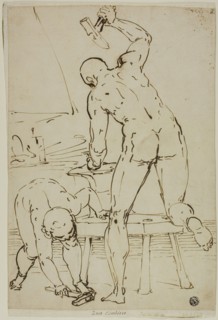 Vulcan’s Forge, c. 1570, Attributed to Luca Cambiaso, Italian, 1527-1585, Italy, Pen and iron gall