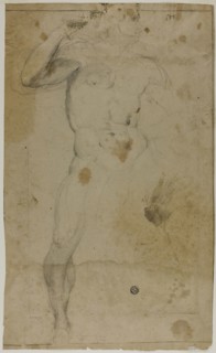 Standing Male Nude (recto), Two Half Length Male Figures, One with Raised Arm, the Other Praying