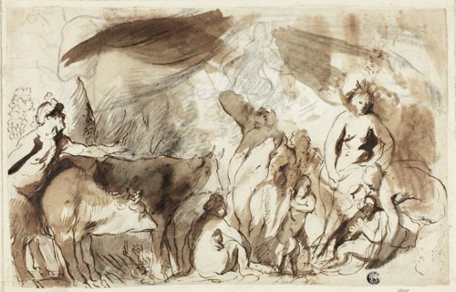 Study for the Sine Baccho et Cerere Friget Venus (recto), Family of Darius before Alexander