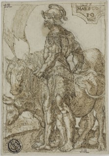 Warrior and Castle, n.d., After Heinrich Aldegrever, German, 1502-c. 1560, Germany, Pen and brown