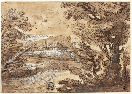 Landscape with House in Distance, n.d., Possibly Ferdinand Kobell, German, 1740-1799, Germany, Pen