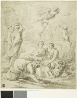 Study for Mercury and Herse, c. 1649, Laurent de La Hyre, French, 1606-1656, France, Black chalk,