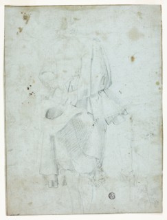 Standing Youth Holding Hat, and Sketch of Legs, n.d., Probably Domenico Fiasella (Italian,