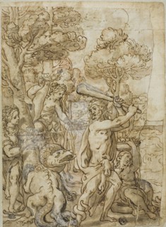 Hercules Slaying the Serpent Ladon in the Garden of the Hesperides, n.d., Andrea Lilio (Italian,