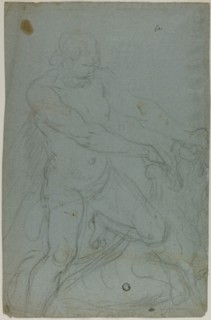 Samson and the Lion (recto), Virgin Mary with Right Arm Extended (verso), n.d., Probably Domenico