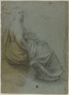 Seated Woman in Profile, to Right, n.d., Probably Domenico Fiasella (Italian, 1589-1669), or