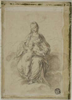 Virgin and Child Seated on Clouds, n.d., Attributed to Count Antonio Maria Zanetti the Elder