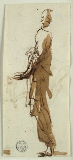 Standing Draped Figure in Profile (recto), Massacre of the Innocents (verso), n.d., Attributed to