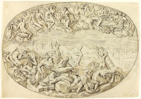 Fall of the Giants, n.d., After Guglielmo della Porta, Italian, 1500/10-1577, Italy, Pen and brown