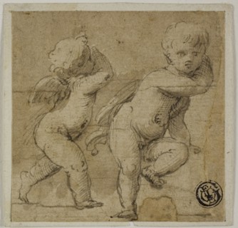 Two Putti, c. 1590, Follower of Francesco Mazzola, called Parmigianino, Italian, 1503-1540, Italy,