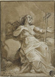 Magdalen in the Desert, n.d., Attributed to François Perrier, French, 1590-1650, France, Pen and