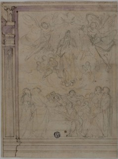 Assumption of the Virgin (recto), Sketches of Architectural Details (verso), n.d., Unknown Artist,