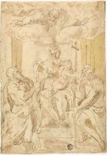 Virgin and Child with Saints Thomas and John the Baptist (recto), Sleeping Venus (verso), 17th