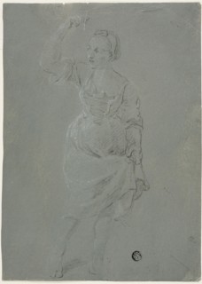 Dancing Woman, n.d., Pierre-Jacques Volaire, French, 1729-1799, France, Black and white chalk, on