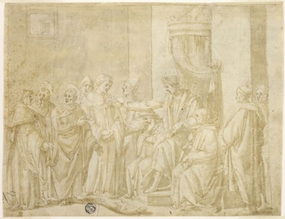 Saints Peter and Paul Disputing with Simon Magus before Nero (recto), Five Scenes from the Story of