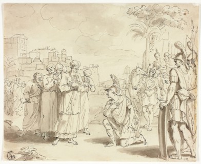 Alexander Before Highpriest, n.d., Jacques Stella, French, 1596-1657, France, Pen and gray ink,
