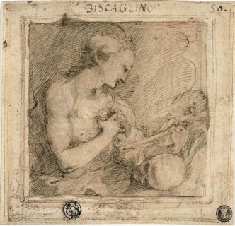 Mary Magdalene, n.d., Attributed to Bartolomeo Biscaino, Italian, 1632-1657, Italy, Pen and brown