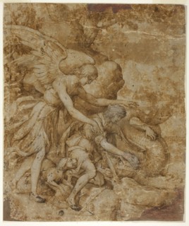 Tobias and the Angel Raphael, c. 1605, Jacopo Ligozzi, Italian, 1547-1627, Italy, Pen and brown ink