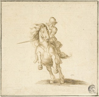 Soldier on Galloping Horse, n.d., After Stefano della Bella, Italian, 1610–64, Italy, Pen and brown