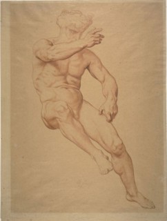 Academic Nude, n.d., Alexandre Cabanel, French, 1823-1889, France, Red and brown Conté crayon on