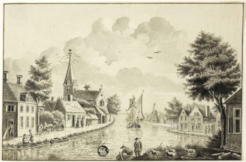 Old Dutch Town on Canal, after 1738, After Isaac van Ketweg, Dutch, c. 1732-1787, Holland, Pen and