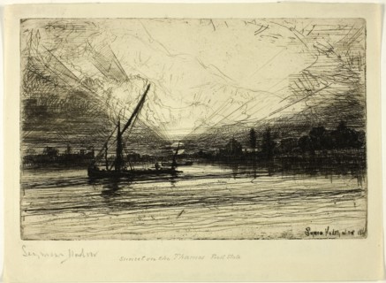 Sunset on the Thames, c. 1865, Francis Seymour Haden, English, 1818-1910, England, Etching and