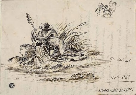River God, n.d., Unknown artist, possibly Italian, 18th century, Italy, Pen and brown ink, with