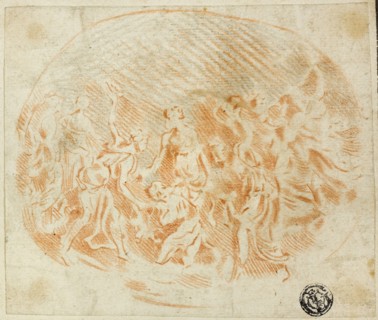 Baptism, n.d., Unknown artist, possibly Italian, 18th century, Italy, Red and black chalk on ivory