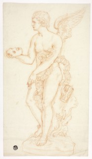 Statue of Cupid, n.d., Unknown artist, possibly 18th century, Unknown Place, Red chalk on ivory