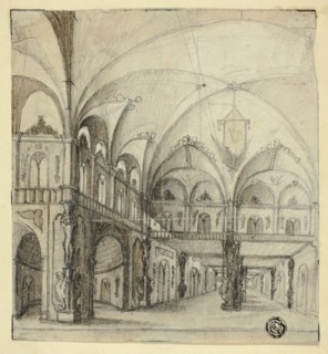 Fantastic Interior, n.d., Unknown artist, possibly 19th century, Unknown Place, Graphite, with
