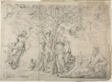 An Allegory of Bologna, 1630/39, Alessandro Algardi, Italian, 1598-1654, Italy, Black chalk on