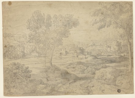 Italianate Landscape with Buildings, n.d., Follower of Nicolas Poussin, French, 1594-1665, France,