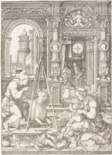 Saint Luke Painting the Virgin and Child, 1526, Dirk Vellert, Netherlandish, 1480-1547,