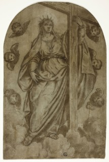 Saint Helena and the True Cross, 1580/90, Italian, Late 16th Century, Italy, Pen and brown ink with