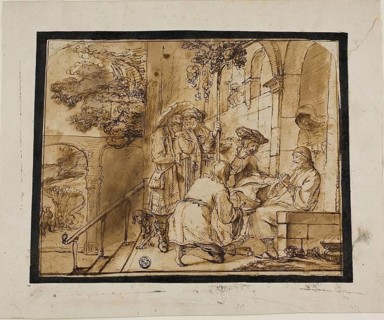 Joseph’s Brothers Showing His Coat to Jacob, 1640s, Jan Victors, Dutch, 1619-1676, Netherlands, Pen