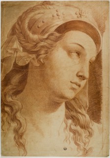 Head of Comity, c. 1750, After Raffaello Sanzio, called Raphael, Italian, 1483-1520, Italy, Red