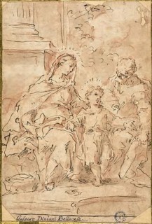 Holy Family, n.d., Gaspare Diziani, Italian, 1689-1767, Italy, Pen and brown ink, with brush and