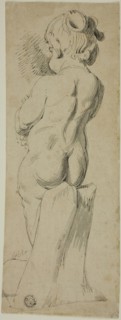 Standing Putto From the Back, n.d., Style of Generic Parrocel, French, 18th century, France, Pen