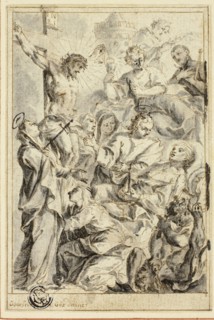 Dying Man Being Consoled by Christ on the Cross, Virgin and Saints, n.d., Gottfried Bernhard Goetz,
