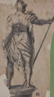 Statue of Standing Warrior, from Rear, n.d., Follower of Francesco de’Rossi, called Salviati,