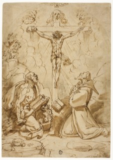 Saints Jerome and Francis of Assisi Adoring the Trinity, c. 1570, Bartolomeo Passarotti, Italian,