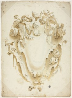 Design for Ecclesiastical Escutcheon, n.d., Unknown Artist, possibly Italian, Italy, Black chalk