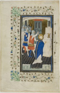 The Murder of Thomas Becket, page one, from a Book of Hours, 1430/40, Flemish (Bruges), Nicolas