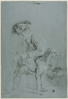 Seated Man with Dog, n.d., Possibly Pierre-Jacques Volaire, French, 1729-1799, France, Black and