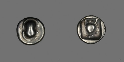 Hemidrachm (?) (Coin) Depicting a Shield, early 4th century BC, Greek, Greece, Silver, Diam. 1.5
