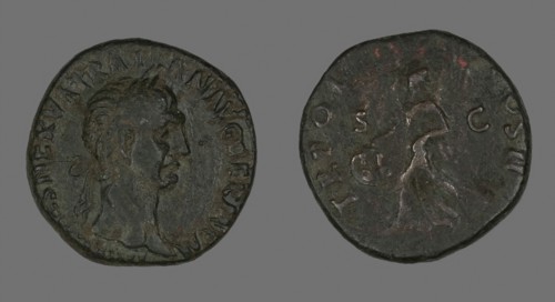 Sestertius (Coin) Portraying Emperor Trajan, Roman Period, AD 98/117, Roman, Roman Empire, Bronze,