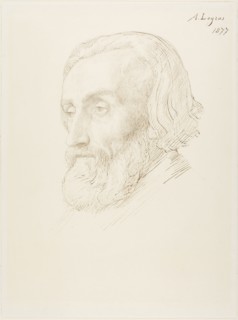 Head of a Man, 1877, Alphonse Legros, French, 1837-1911, France, Pen and brown ink, over graphite,