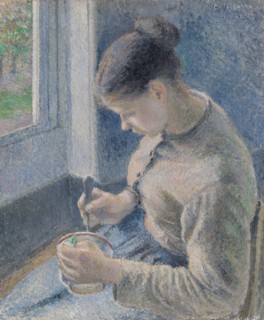 Young Peasant Having Her Coffee, 1881, Camille Pissarro, French, 1830-1903, France, Oil on canvas,
