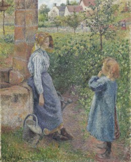 Woman and Child at the Well, 1882, Camille Pissarro, French, 1830-1903, France, Oil on canvas, 81.5